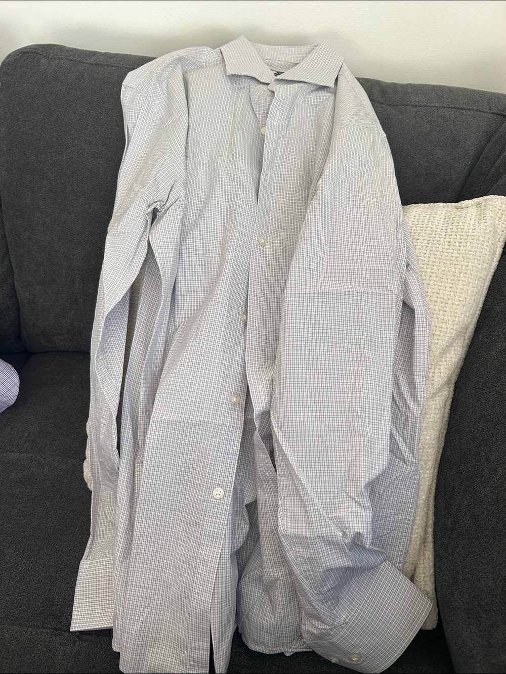 Hugo Boss Light Blue Micro-Check Dress Shirt